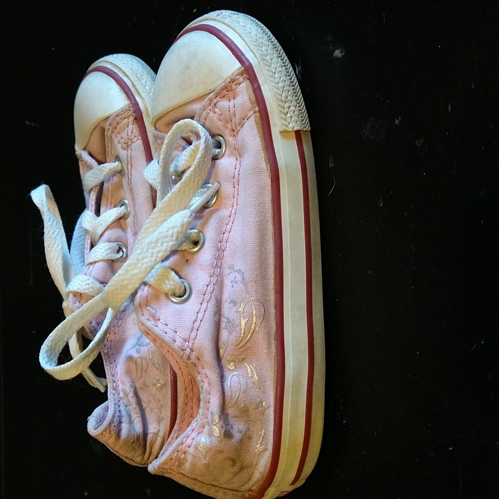 Pink Converse with silver design on sides